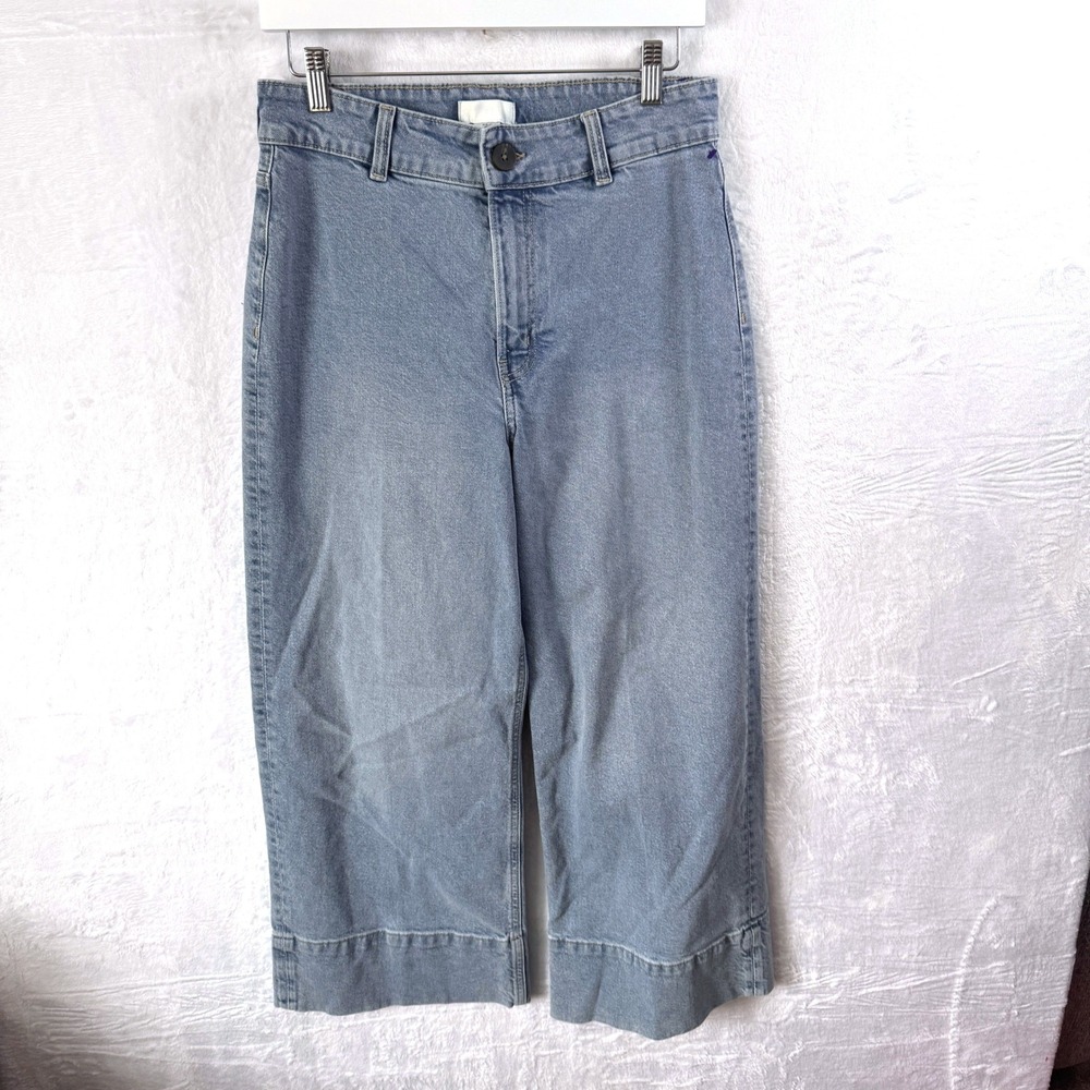 H&M Wide Leg Cropped Denim Jeans Light Wash Women‎ US 8